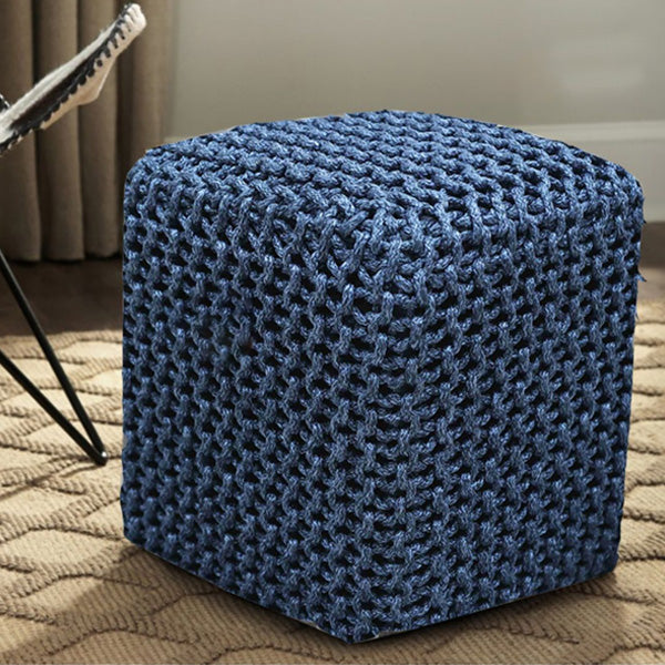Outdoor patio Braid and Rope Puff Stool Foot-On - Cloud Pouf